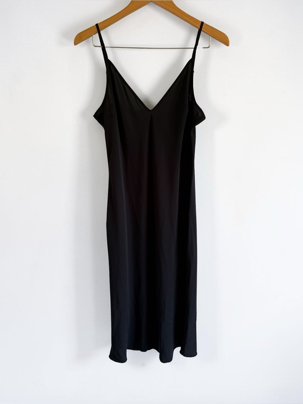 Twin-Set Black Slip Midi Dress with V-Neckline and Spaghetti Straps US size 10